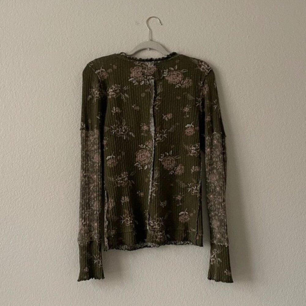 Free People Olive Floral Long Sleeve Top - Picture 14 of 15